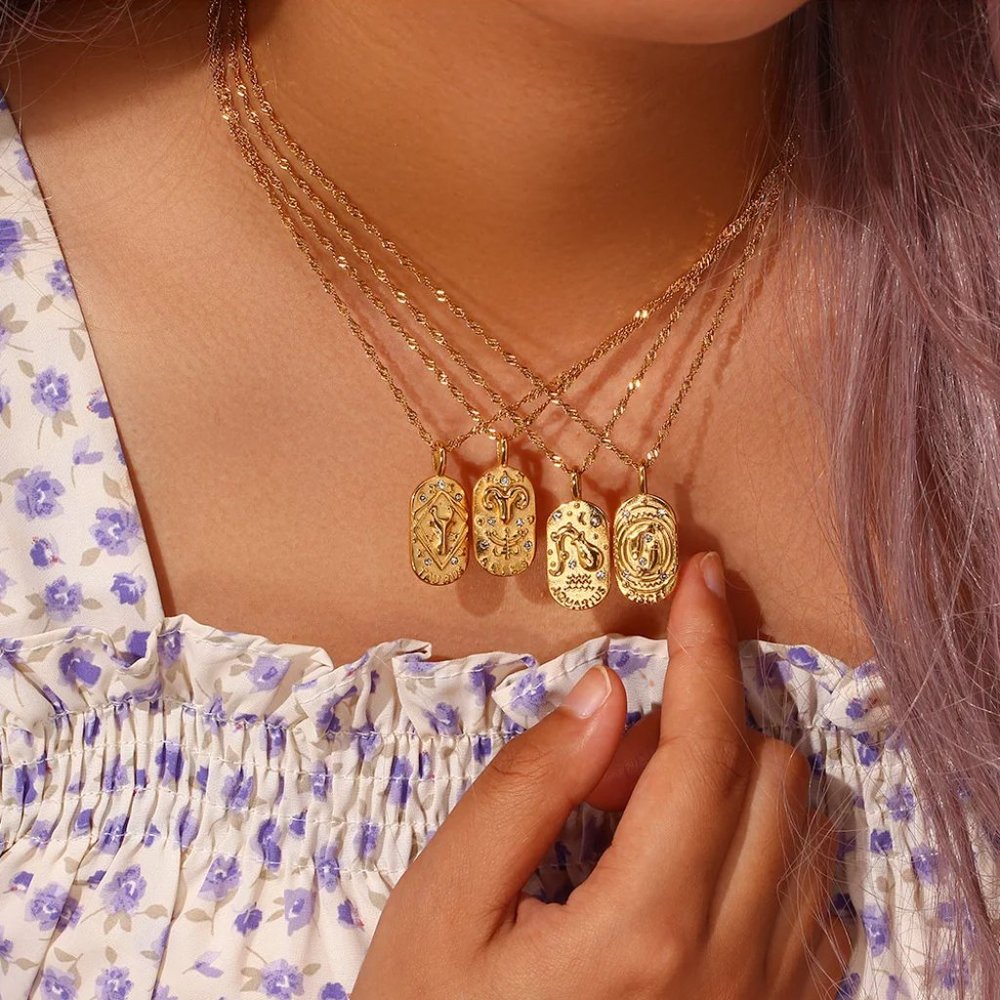 Scorpio Zodiac 18K Gold Plated Stainless Steel Astrology Pendant Necklace - Picture 7 of 8